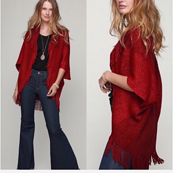 Sweaters - 📍FLASHSALE ONE SIZE Red Shimmer Boho Cardi